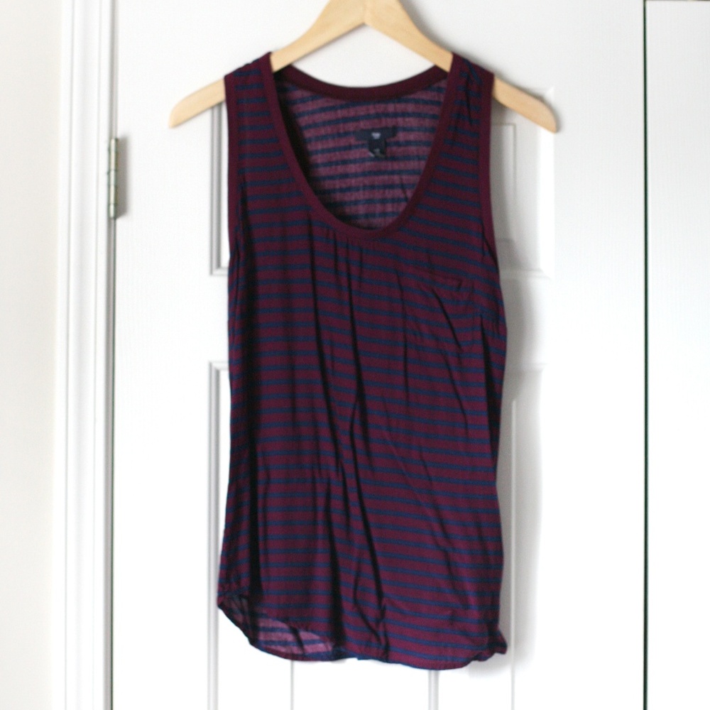 GAP navy burgundy striped sleeveless top